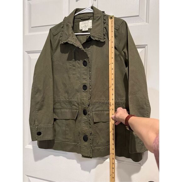 Kate Spade Broome Street Ruffle Trim & Velvet Bow Back Military Button Up Jacket - Picture 8 of 16